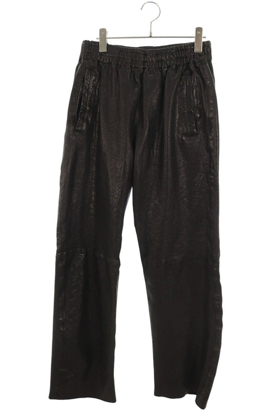 DIESEL Leather Long Pants Black Size 44