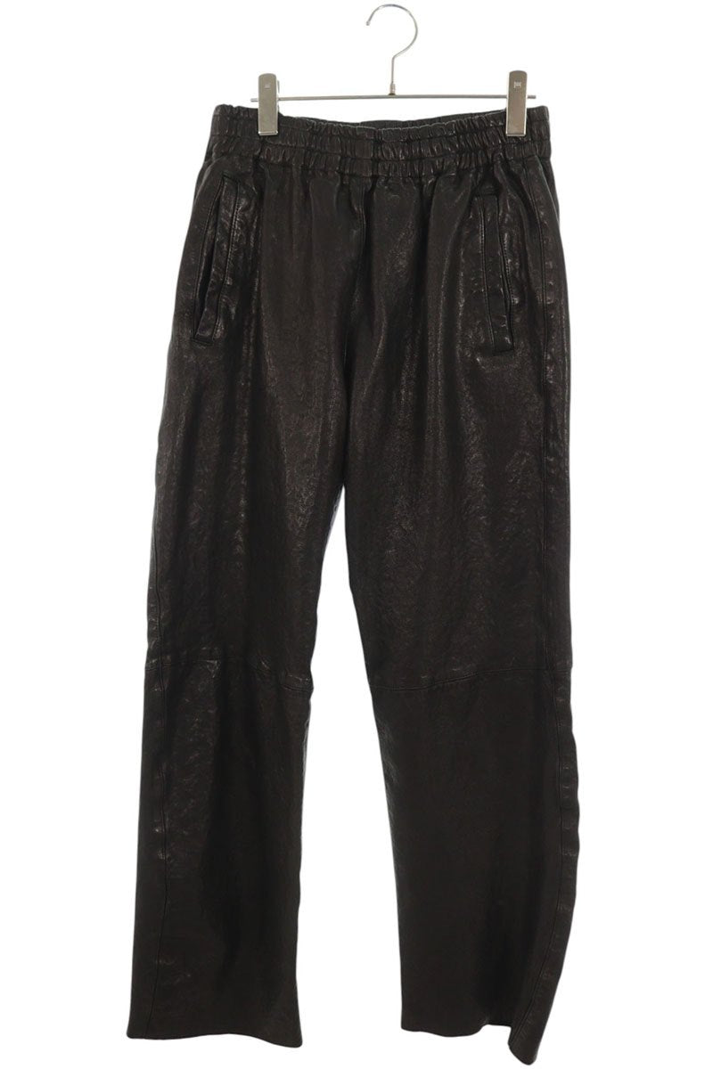 DIESEL Leather Long Pants Black Size 44