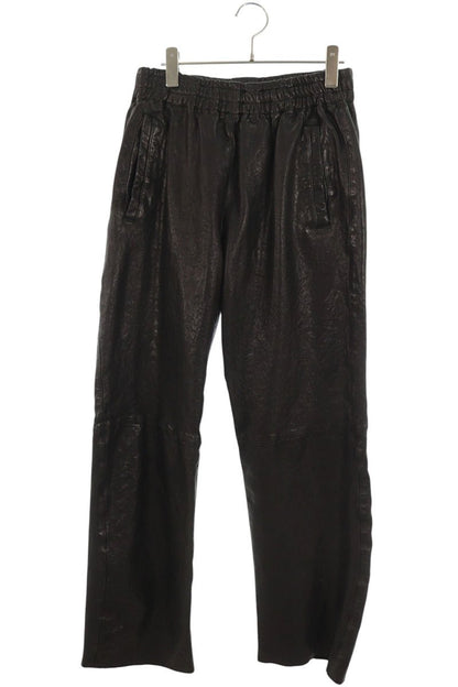 DIESEL Leather Long Pants Black Size 44