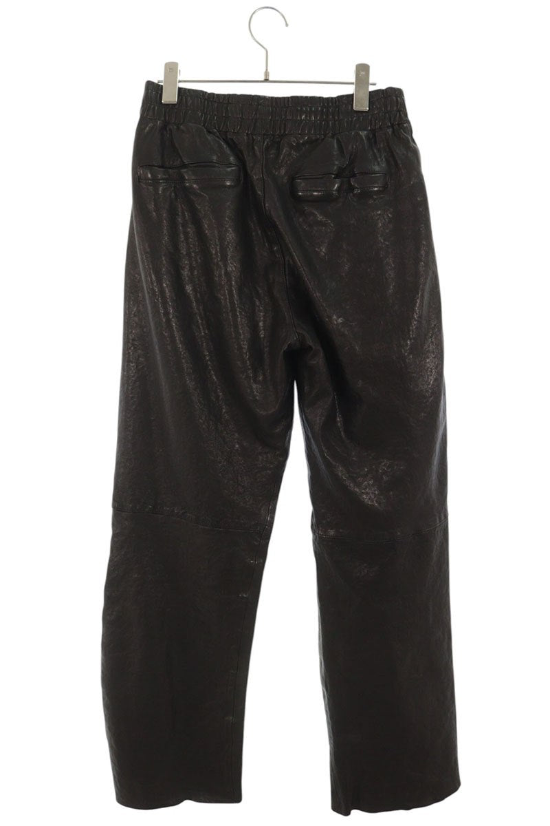 DIESEL Leather Long Pants Black Size 44