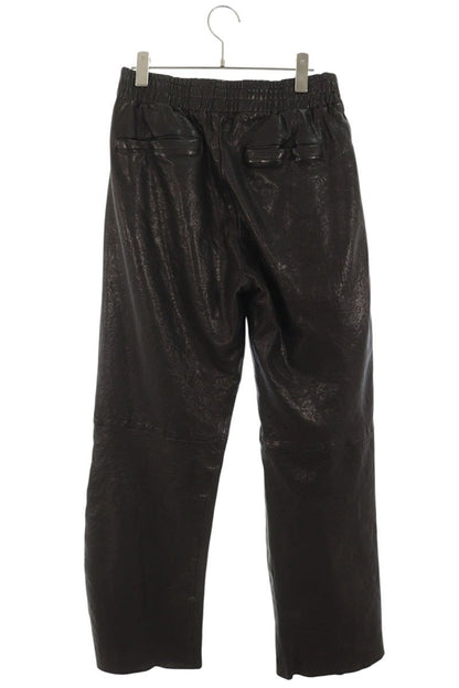 DIESEL Leather Long Pants Black Size 44