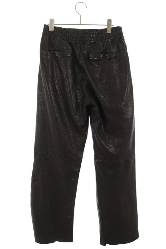DIESEL Leather Long Pants Black Size 44