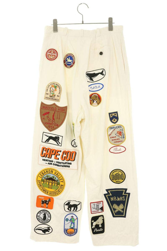 BODE Cotton Appliqué Chino Pants White Size 32