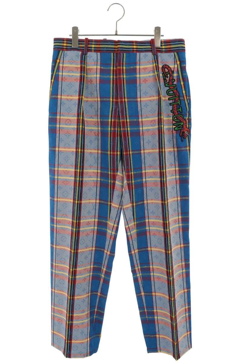 LOUISVUITTON Monogram Check Embroidered Pants Multi Size 42