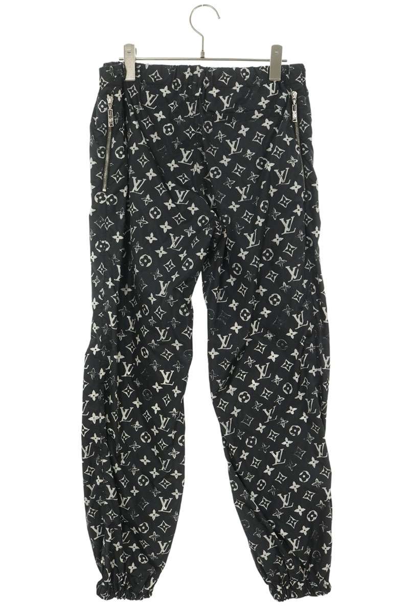 LOUISVUITTON Stencil Monogram Jogging Pants Black Size 38