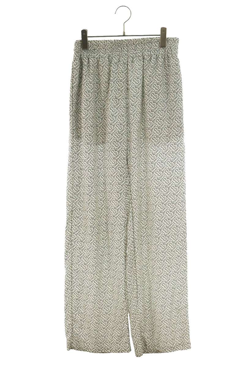 Burberry Silk All-Over Print Pants White Size 38