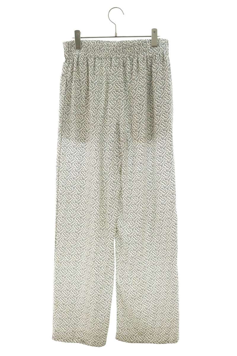 Burberry Silk All-Over Print Pants White Size 38