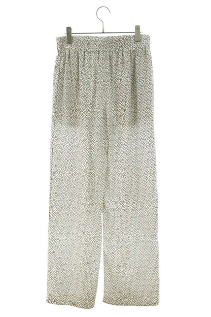 Burberry Silk All-Over Print Pants White Size 38