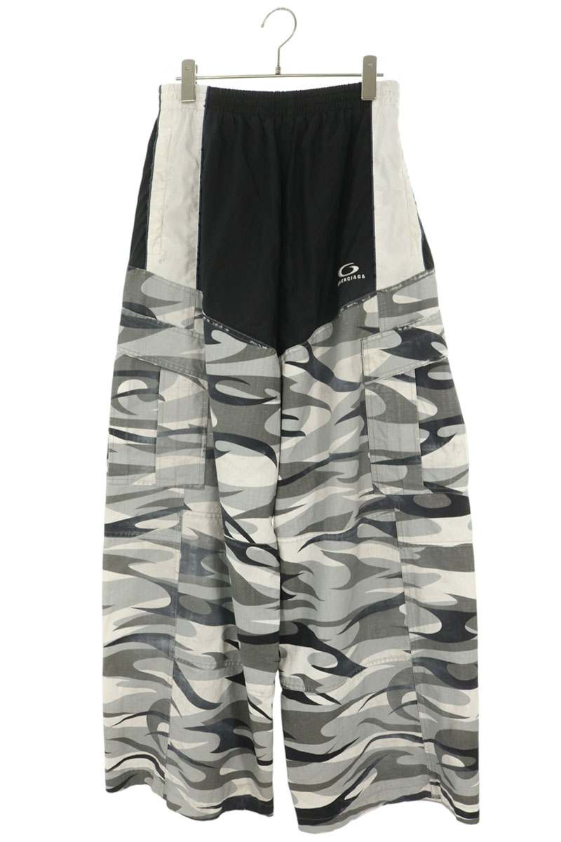 BALENCIAGA Cut-Up Layered Snow Camo Pants Size S