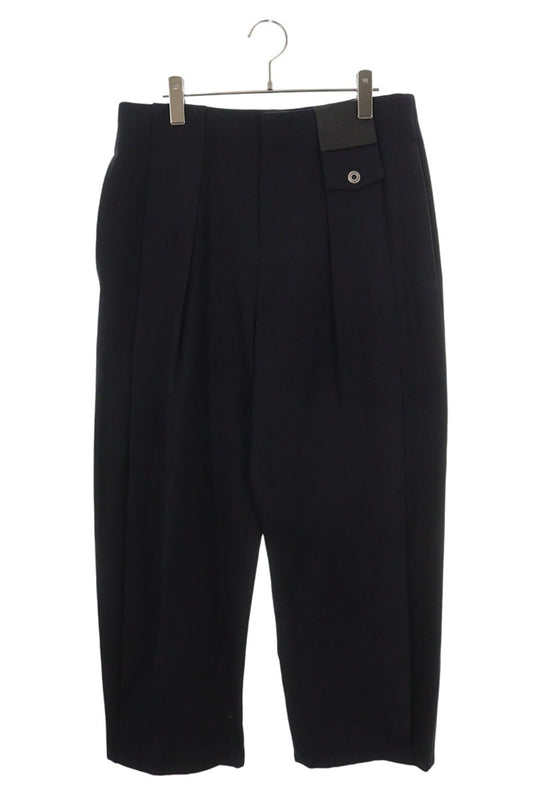LOEWE 26SS Front Patch Pleated Pants Navy Size 48