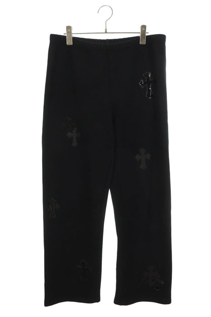 Chrome Hearts Y NOT Leather Cross Sweatpants Black Size M