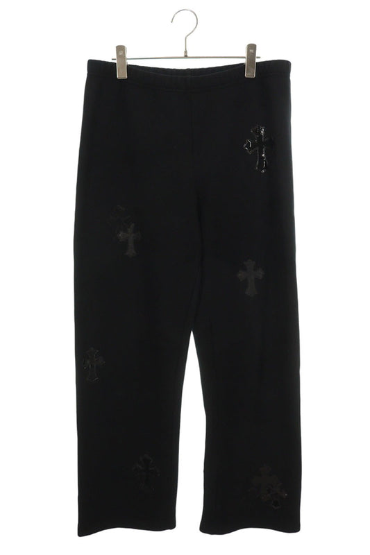 Chrome Hearts Y NOT Leather Cross Sweatpants Black Size M