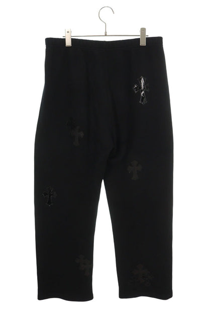 Chrome Hearts Y NOT Leather Cross Sweatpants Black Size M