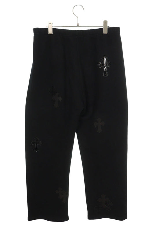 Chrome Hearts Y NOT Leather Cross Sweatpants Black Size M
