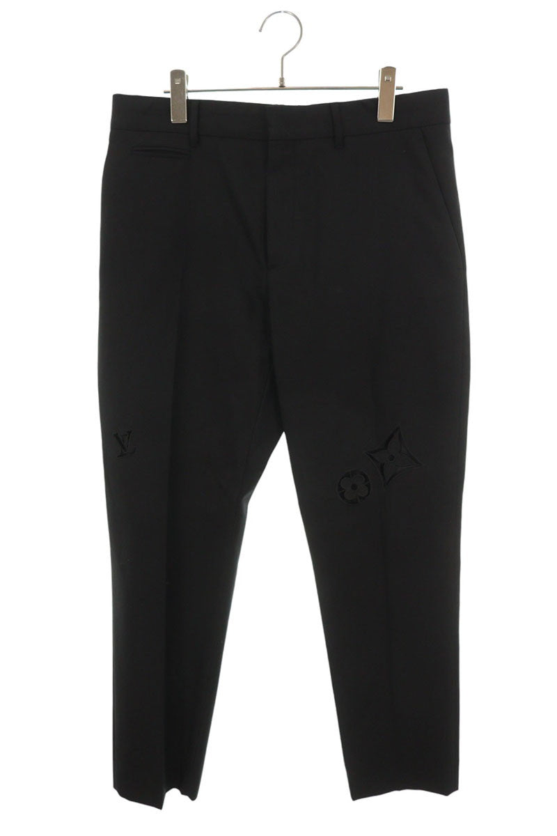 LOUISVUITTON Monogram Flower Punching Pants Black Size 40