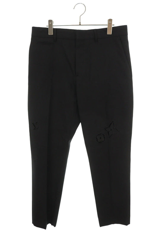 LOUISVUITTON Monogram Flower Punching Pants Black Size 40