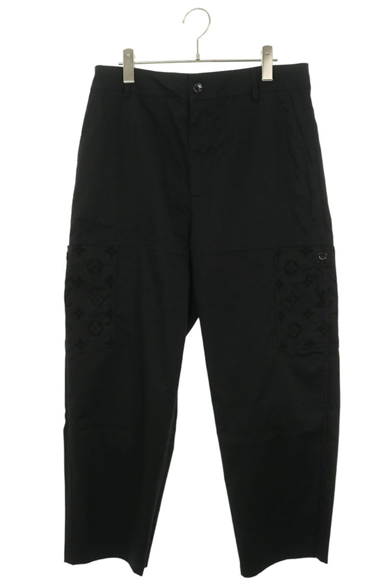 LOUISVUITTON 24SS Monogram Panel Cotton Pants Black Size 52