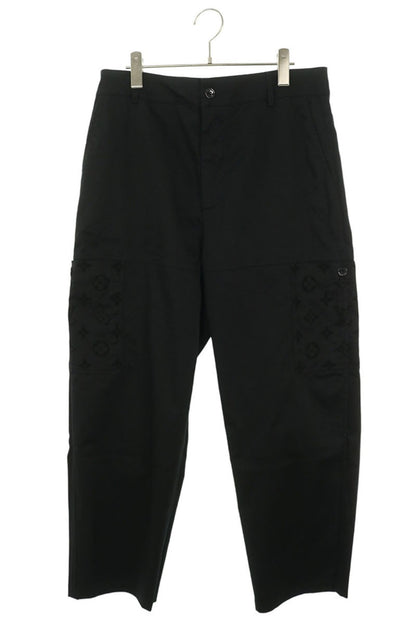 LOUISVUITTON 24SS Monogram Panel Cotton Pants Black Size 52