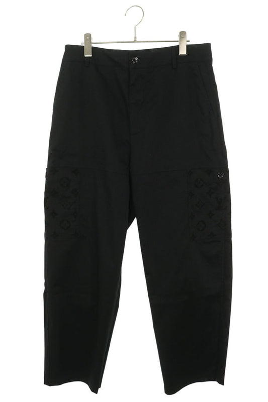 LOUISVUITTON 24SS Monogram Panel Cotton Pants Black Size 52