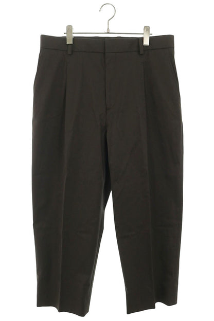 HERMES Tucked Wide Chino Cotton Pants Brown