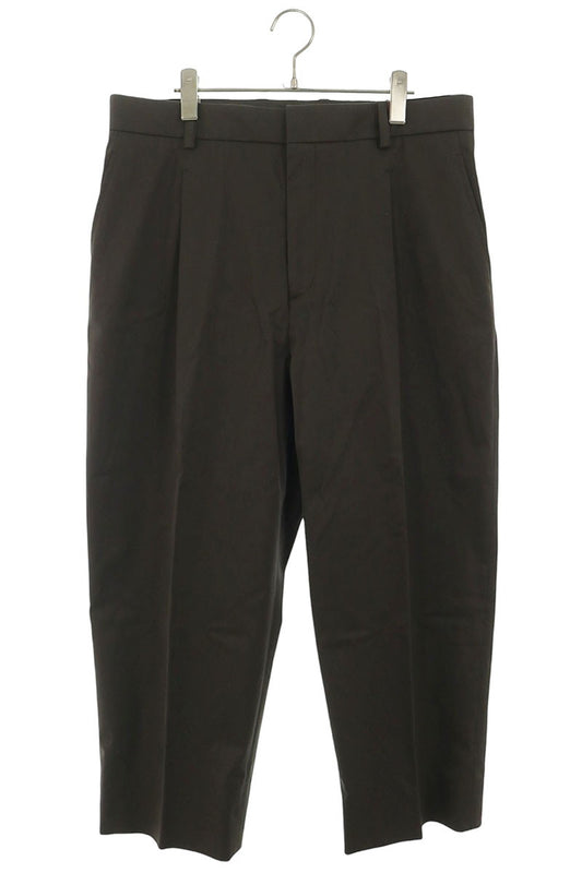 HERMES Tucked Wide Chino Cotton Pants Brown
