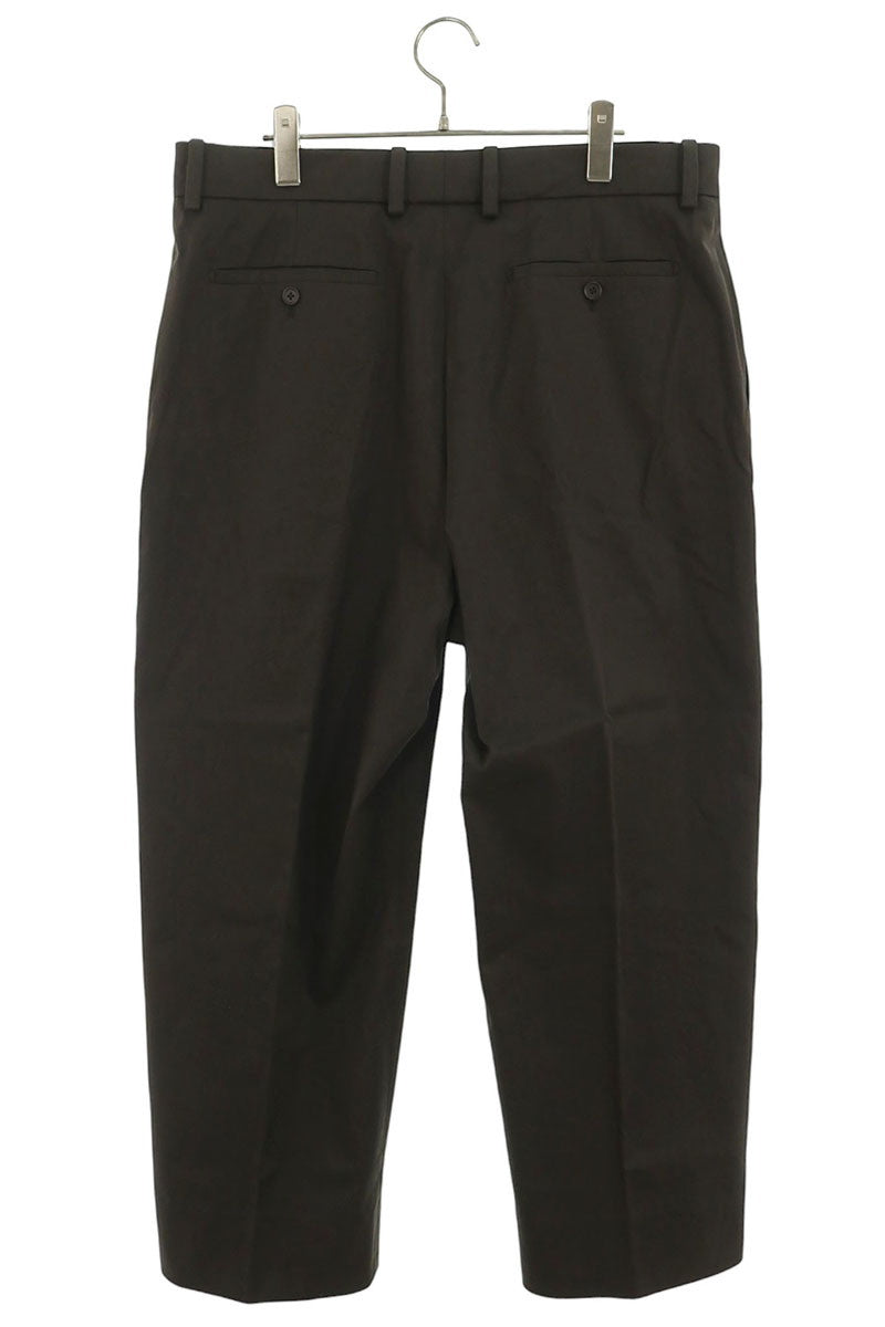 HERMES Tucked Wide Chino Cotton Pants Brown