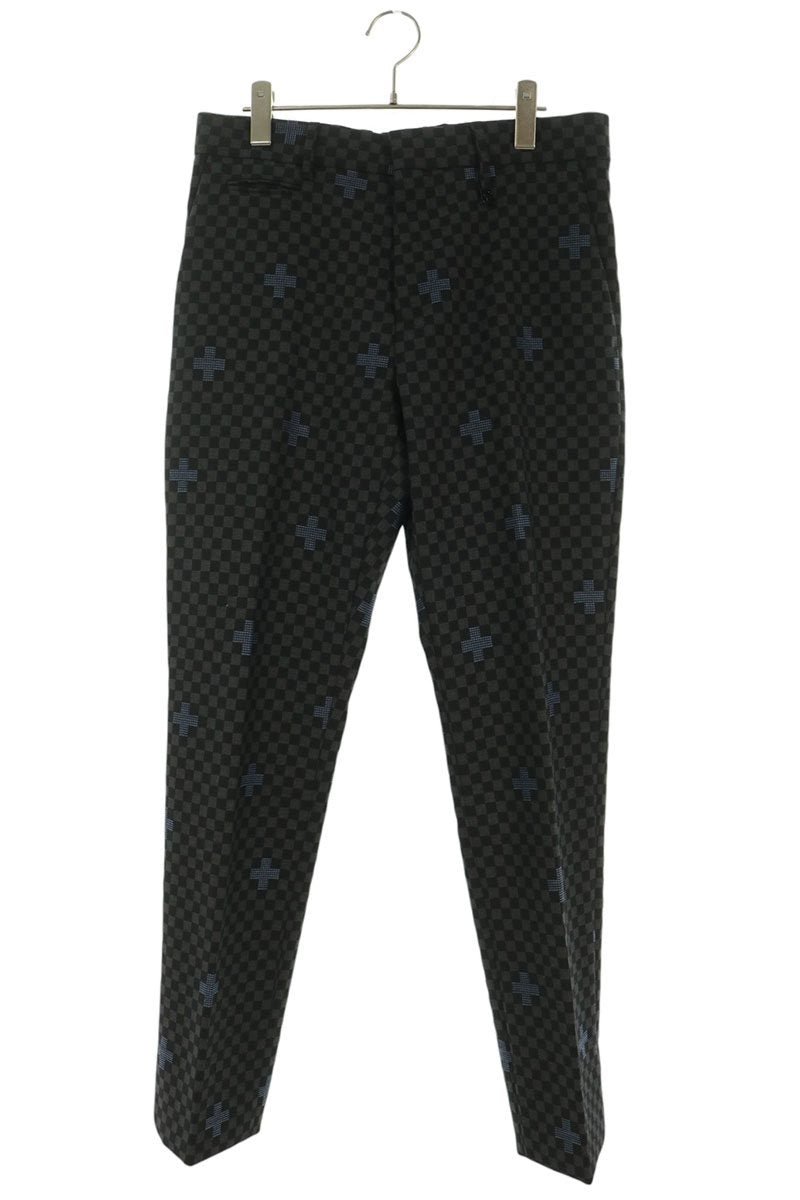 LOUISVUITTON Damier Wool Blend Trousers Black Size 38