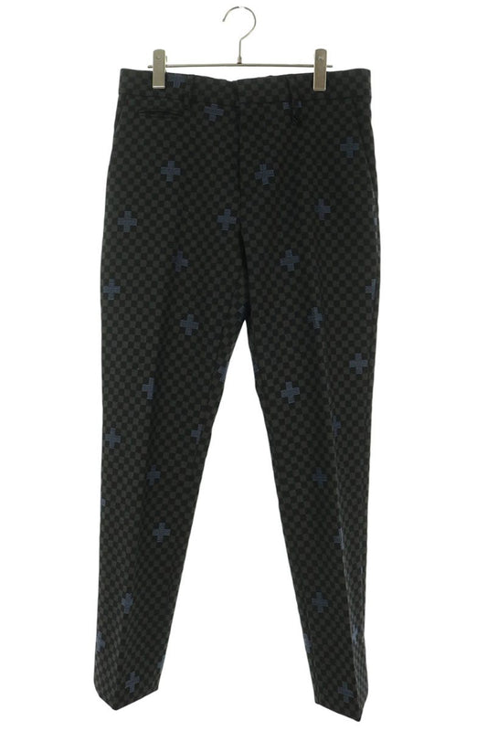 LOUISVUITTON Damier Wool Blend Trousers Black Size 38