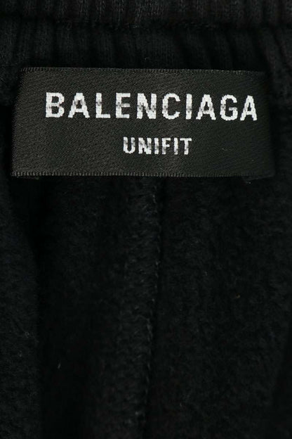 BALENCIAGA Logo Patch Cotton Sweatpants Black Size XS