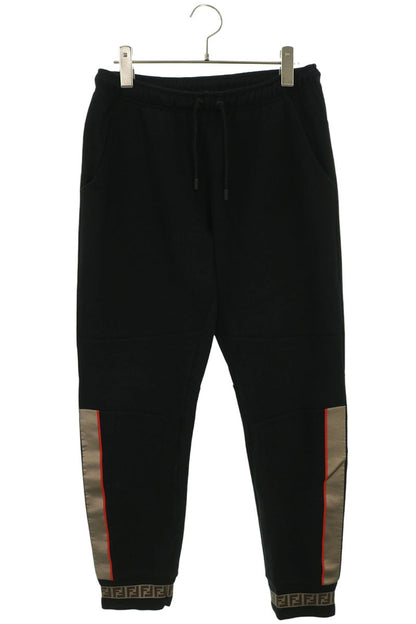 FENDI FF Zuccap Pattern Rib Sweatpants Black Size 46