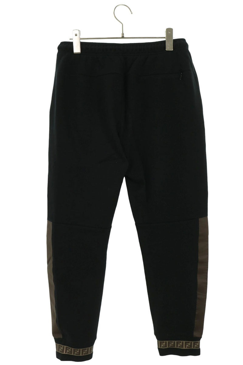 FENDI FF Zuccap Pattern Rib Sweatpants Black Size 46