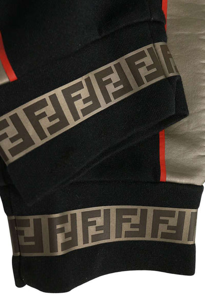 FENDI FF Zuccap Pattern Rib Sweatpants Black Size 46