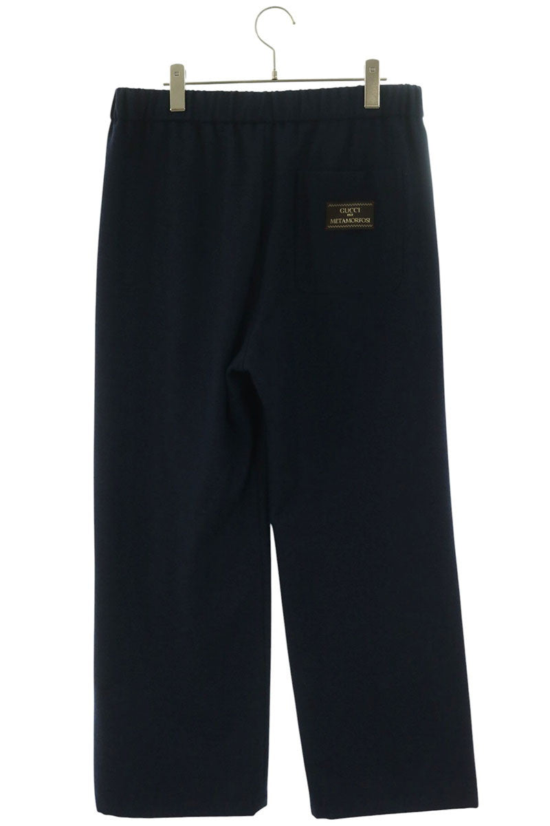 GUCCI Logo Patch Wool Pants Navy Size 48