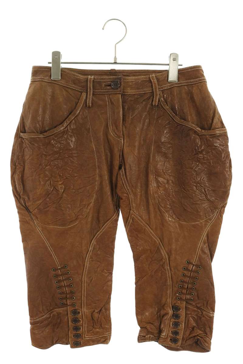 SHARE SPIRIT Braided Leather Pants Brown Size 38