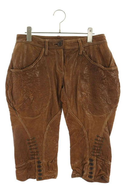 SHARE SPIRIT Braided Leather Pants Brown Size 38