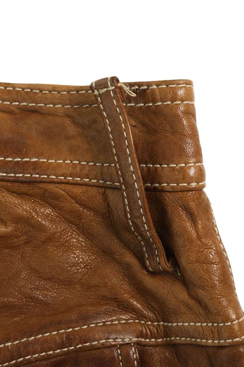 SHARE SPIRIT Braided Leather Pants Brown Size 38