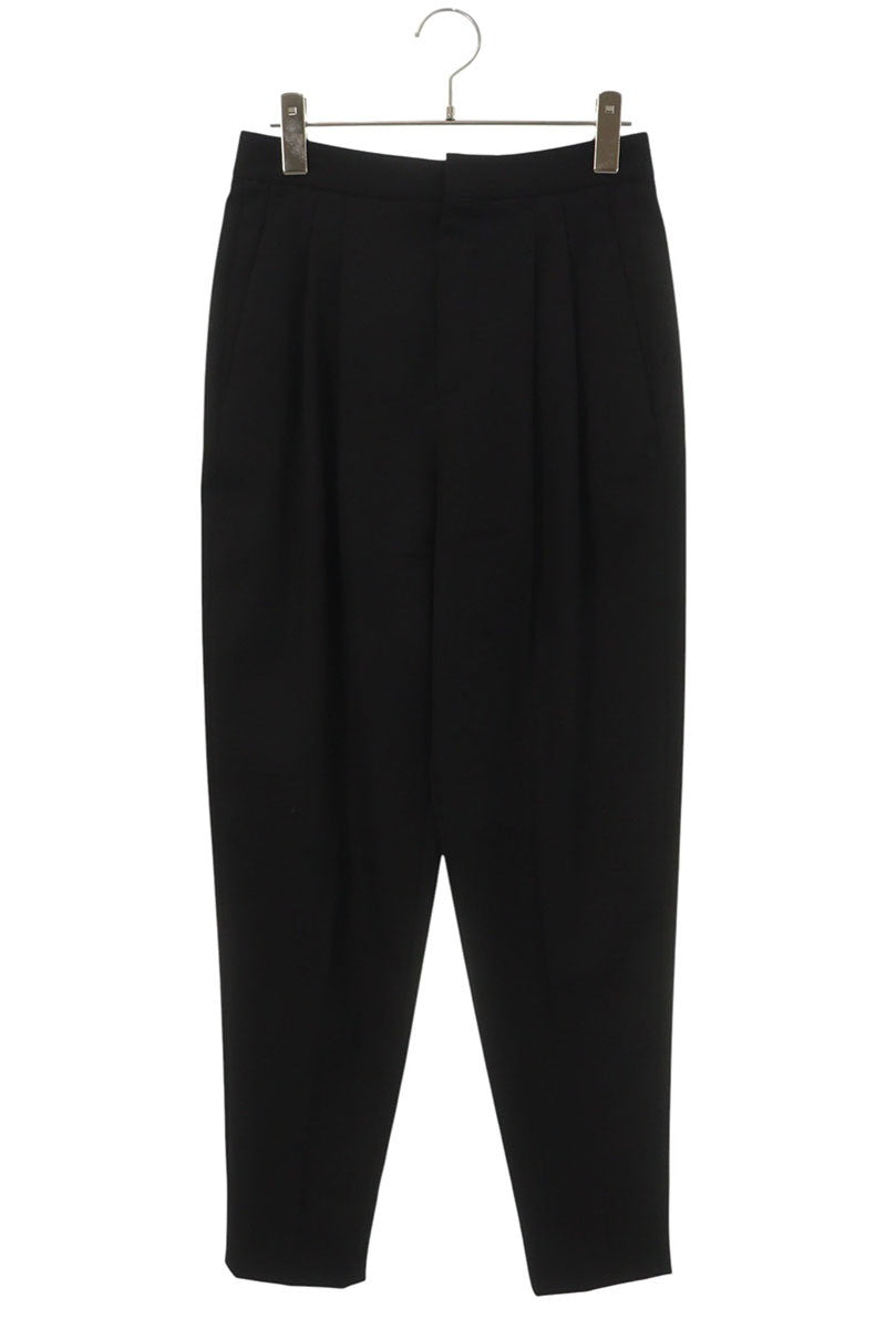 SAINT LAURENT PARIS Wool Tuck Slacks Black Size F36