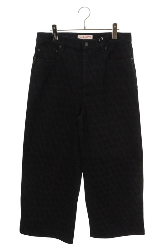 VALENTINO Iconograph Print Cotton Pants Black Size 32