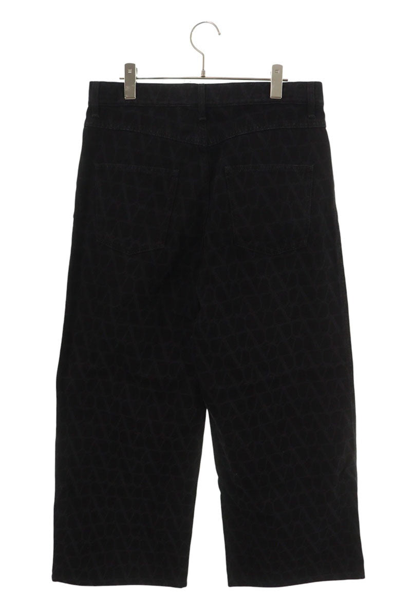 VALENTINO Iconograph Print Cotton Pants Black Size 32