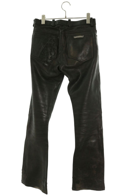 Chrome Hearts LTHR Cross Patch Flare Leather Pants Size 28