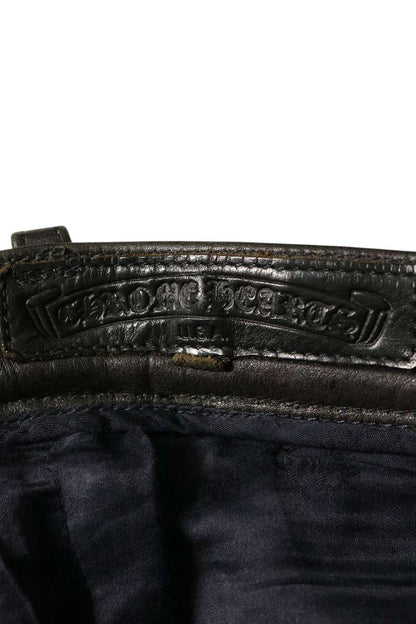 Chrome Hearts LTHR Cross Patch Flare Leather Pants Size 28