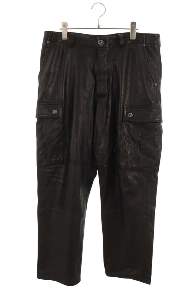 Chrome Hearts DEVIL DOG LTHR Cross Leather Pants Size 33