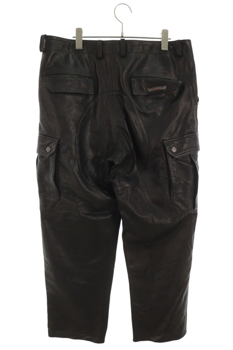 Chrome Hearts DEVIL DOG LTHR Cross Leather Pants Size 33