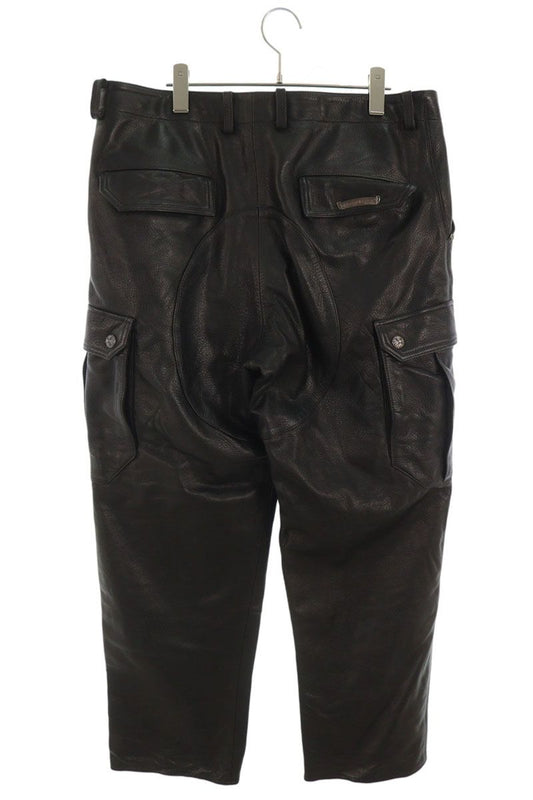 Chrome Hearts DEVIL DOG LTHR Cross Leather Pants Size 33