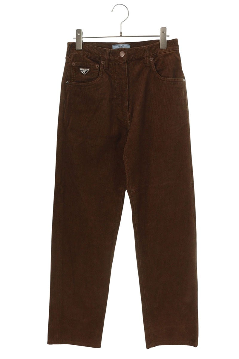 PRADA Logo Plate Corduroy Pants Brown Size 25
