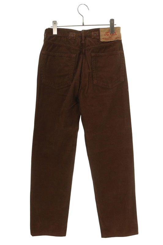 PRADA Logo Plate Corduroy Pants Brown Size 25