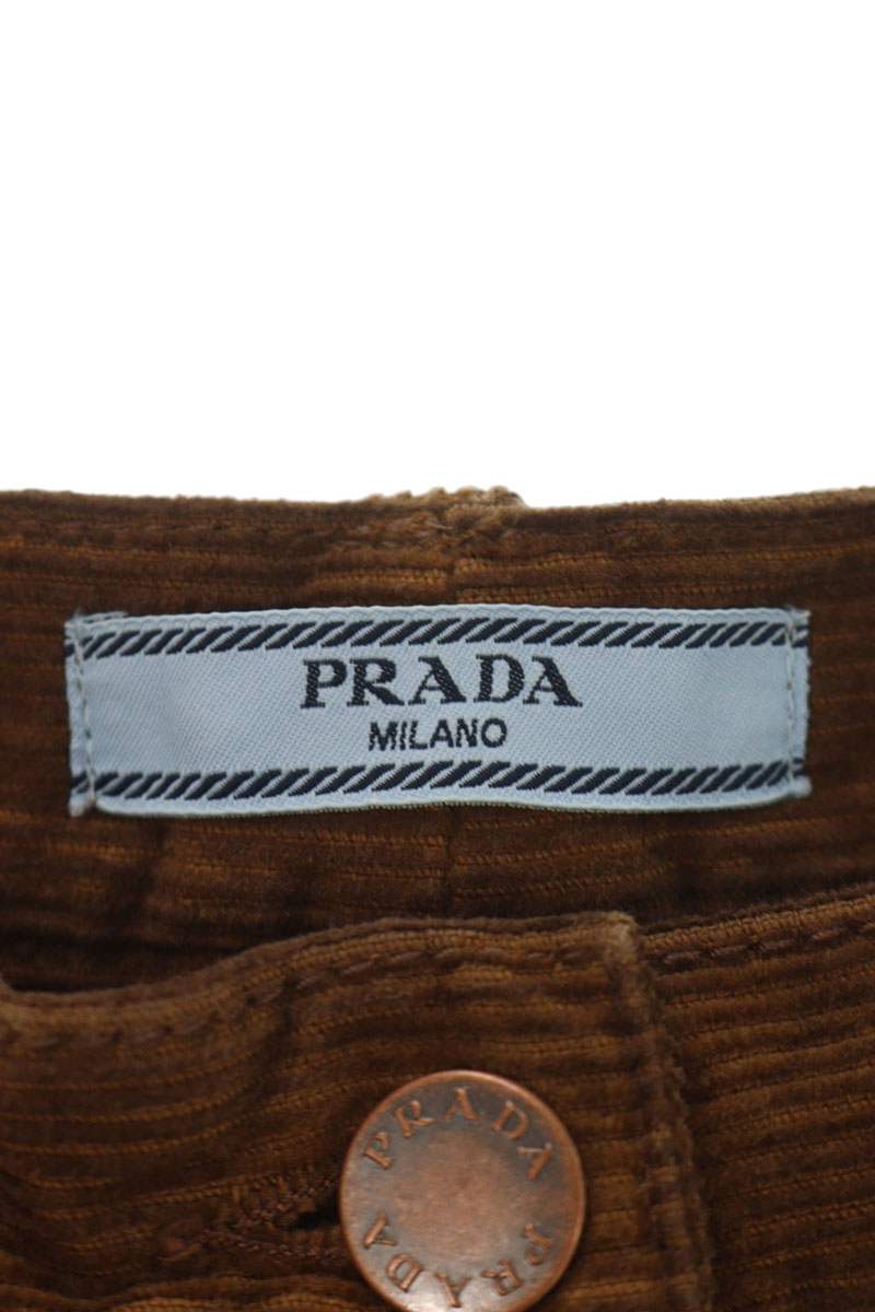 PRADA Logo Plate Corduroy Pants Brown Size 25