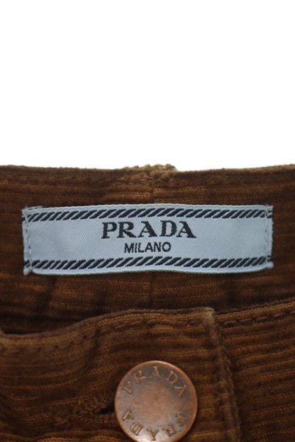 PRADA Logo Plate Corduroy Pants Brown Size 25