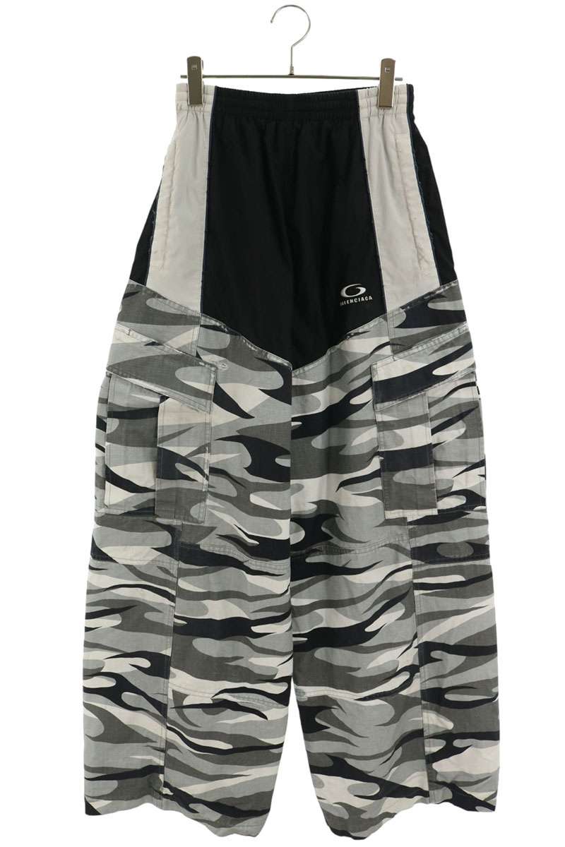 BALENCIAGA Camo Paneled Cargo Pants Black Gray Size XXS
