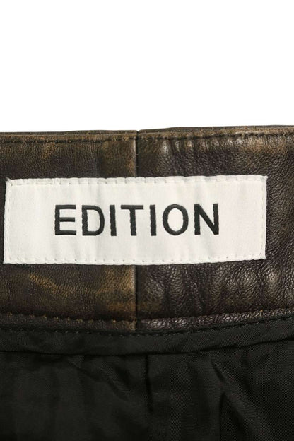 Edition Brown Crushed Sheep Leather Slacks Size S